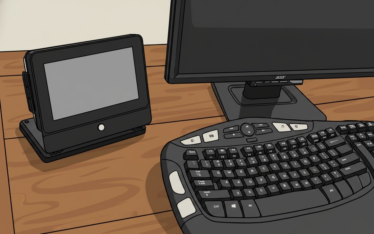 OTS Media Controller on a desk